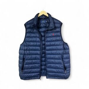 Ralph Lauren Mens Polo Vest Navy‎ Blue Puffer Sleeveless Jacket SZ XLT/TGL